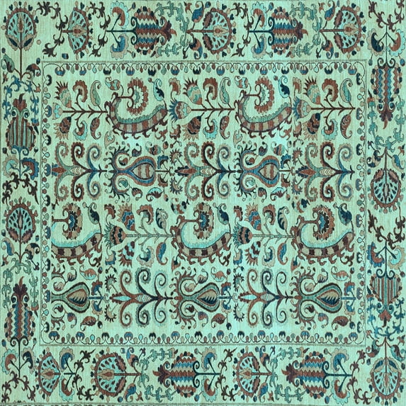 Ahgly Company Indoor Square Abstract Light Blue Modern Area Rugs, 6' Square