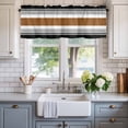 thumbnail image 2 of Black Brown Stripe Window Valance Curtain Boho Style Rod Pocket Short Curtain for Living Room, Bedroom & Kitchen Window Decor 42x12in, 2 of 8
