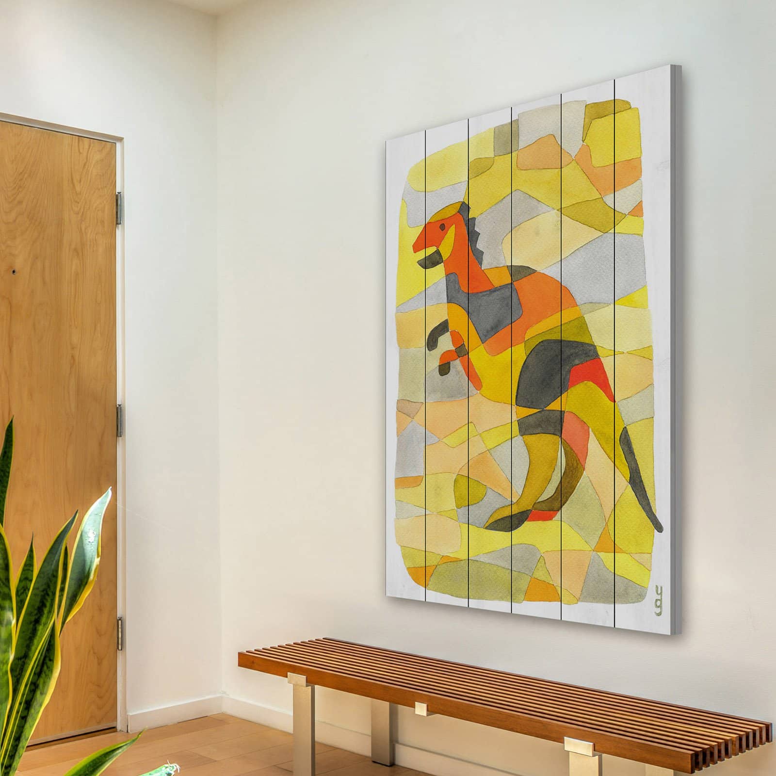 Marmont Hill "Dinosaur 1" by Yolanta Gawlik Painting Print on White Wood
