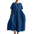 thumbnail image 1 of HomeGardon Liquidation! Robes d'Été pour Femmes 2025, Robes d'Été pour Femmes, Robe Unie Décontractée d'Été pour Femmes à Col Rond et Manches Courtes, P-XXXXXL, 1 of 4
