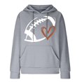thumbnail image 4 of felwors Women's Oversized Waffle Knit Hoodie with Football & Heart Graphic - Casual Kangaroo Pocket Sweatshirt Grey, XL, 4 of 5