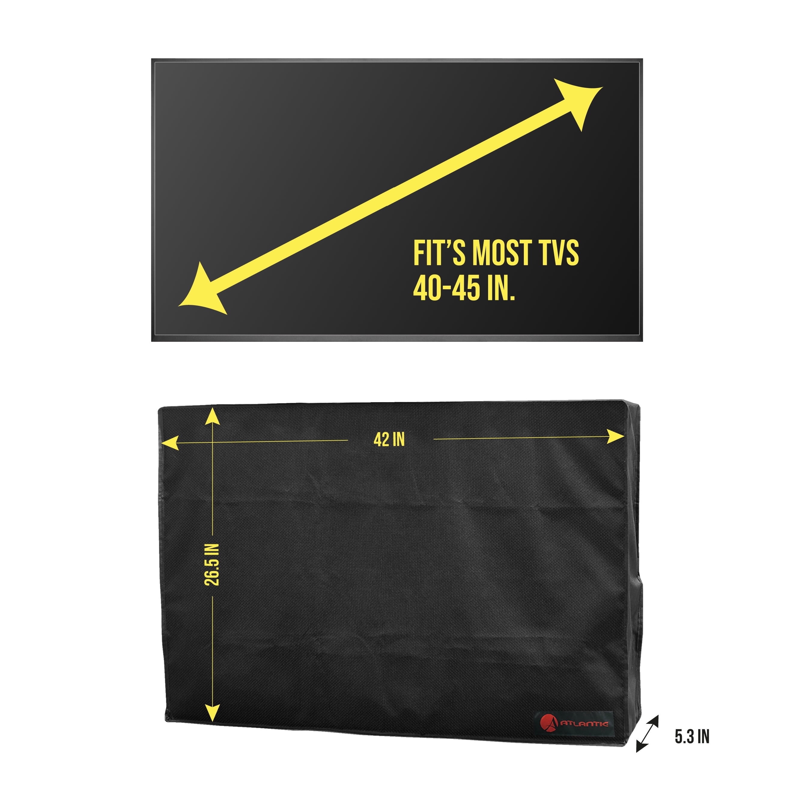 Atlantic Weatherproof, Outdoor TV Cover with Remote Pocket, Fits Most 40"-45" TVs, Black