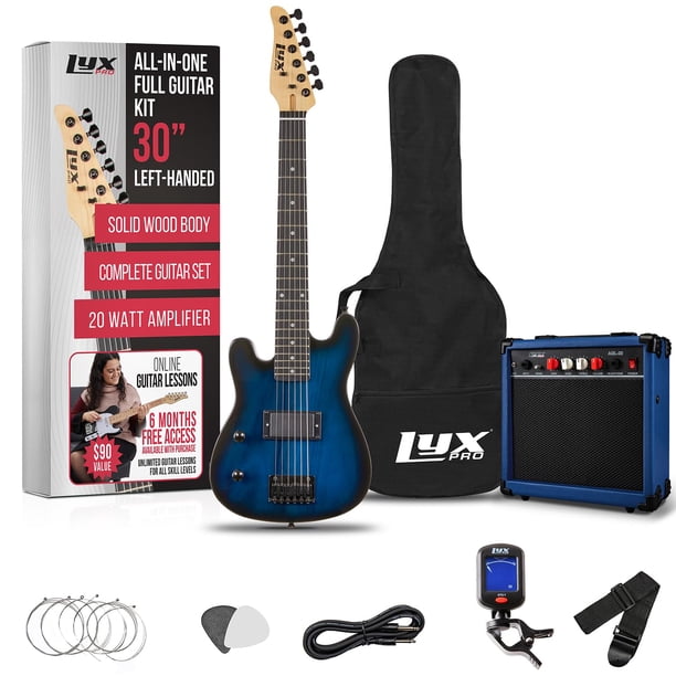 Kit de guitarra eléctrica LyxPro Left Hand 30" para niños azul