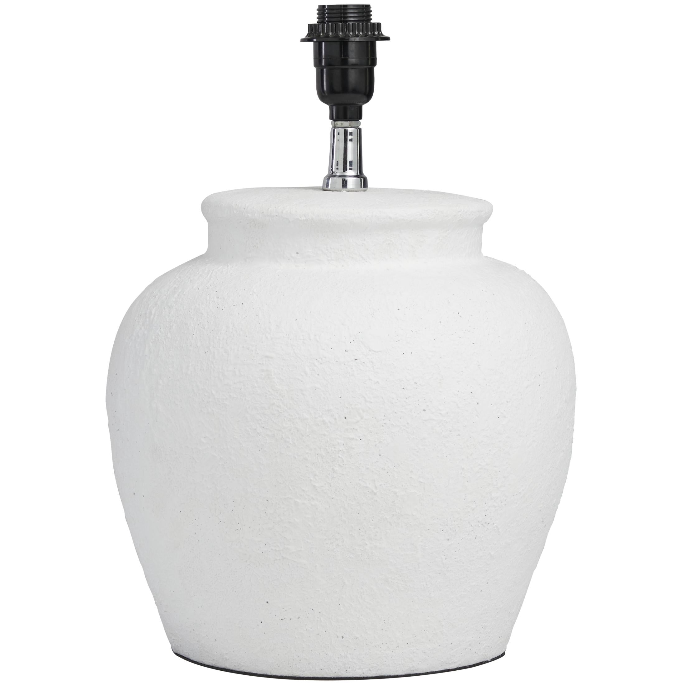 DecMode 24" Pot Inspired White Table Lamp with White Linen Shade