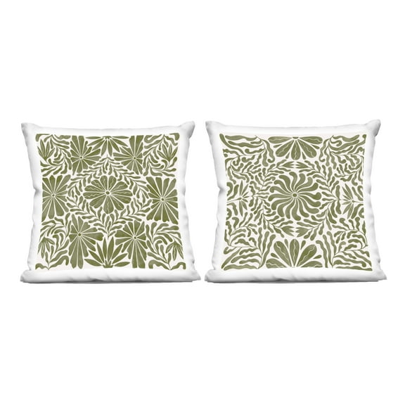 Stupell Industries Patterned Wavy Flowers 18" x 18" Plants & Flowers Floral Print Polyester Decorative Pillow Set, Zip Closure 2 Count