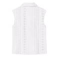 thumbnail image 5 of Women Tank Tops Women's Sleeveless Eyelet Embroidery Blouse Lapel Collar Button Shirt Dressy Casual Tank Tops Lightweight Breathable Daily Wear White 3XL, 5 of 5