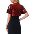 thumbnail image 3 of Inspire Chic Chaqueta Bolero de Lentejuelas para Mujeres con Mangas Acampanadas, Chaquetas Brillantes y Brillantes XL Rojo, 3 of 6