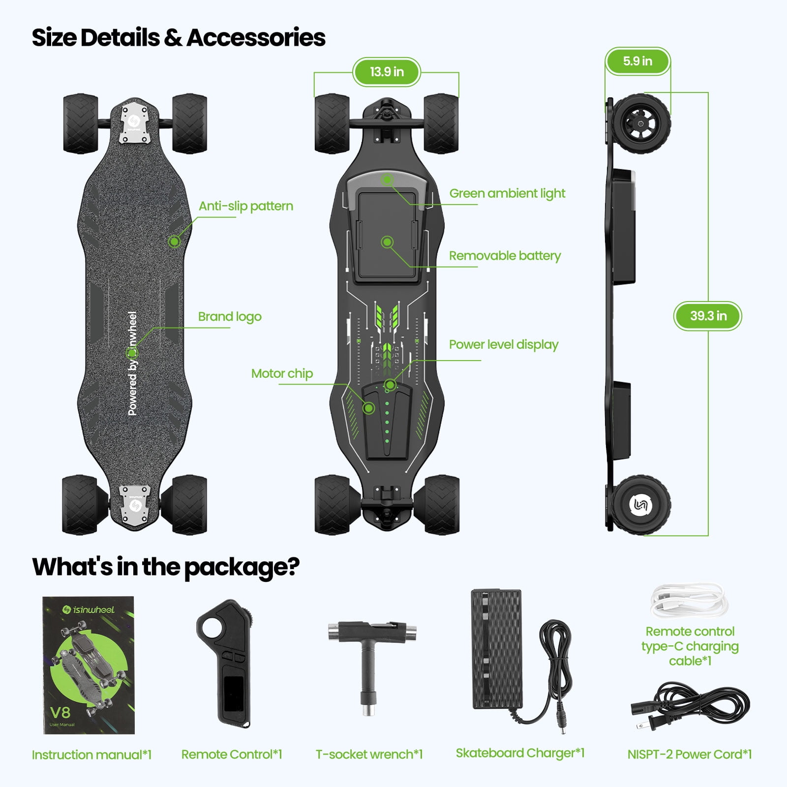 Manke D8 PRO Foldable Isinwheel I9 Electric Scooter Lightweight Longboard  Hoverboard Skateboard With 30KM Mile Range And APP Control From Airmen,  $328.05