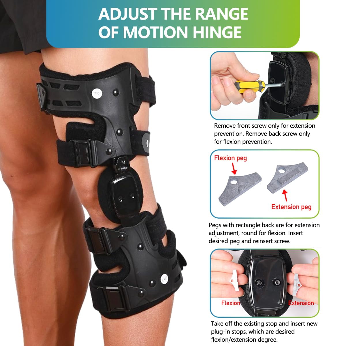 Insunen OA Unloader Knee Brace, Osteoarthritis of the bone on bone Knee Support, Rheumatoid Arthritis, Knee Joint Pain and Degeneration (Black, Right)