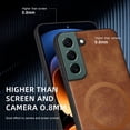 thumbnail image 5 of ELEHOLD PU Leather Case For Samsung Galaxy S22 Plus Slim Magnetic Shockproof Cover, [MagSafe Compatible], [Lens&Screen Protection], Drop protection Case - Brown, 5 of 11
