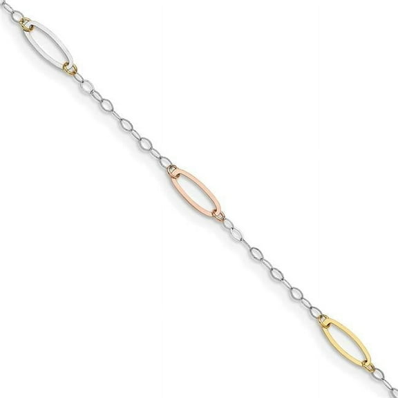 Finest Gold 14K Tri-Color Oval Link 7.5 in. Bracelet