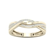 Imperial 1/6Ct TDW 10k Yellow Gold Diamond Ribbon Crossover Ring (H-I, I2)