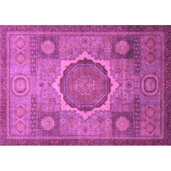 Ahgly Company Indoor Rectangle Oriental Purple Modern Area Rugs, 5' x 8'