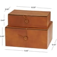 thumbnail image 3 of DecMode Handmade Storage Brown Leather Decorative Box with Leather Loop Closure and Detailed Stitching, 2 Count, 3 of 8