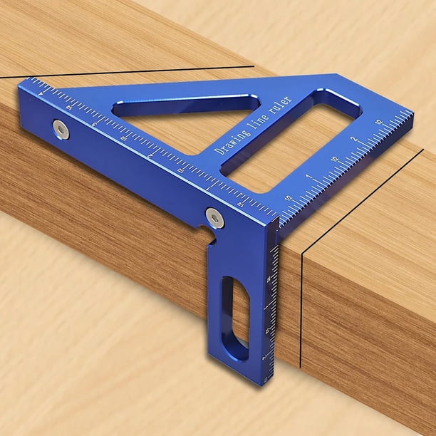 Regla de medición multiángulo - herramienta de diseño de aleación de aluminio para carpintería, visor de ángulo de 45/90 grados con escalas de pulgadas y centímetros