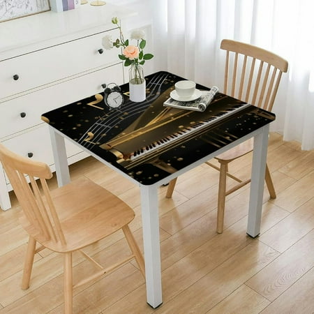 

Facannap Piano Music Notes Stars Square Tablecloth Great for Home Kitchen Parties Holiday Dinner 100% Polyester Fiber 52*52