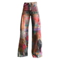 thumbnail image 4 of Women's Casual Pants, 2025 New Summer Flower Wide Leg Pants Lightweight And Loose Casual Colorful Pants Imitation Jeans,Women's Casual Pants 3XL, 4 of 4