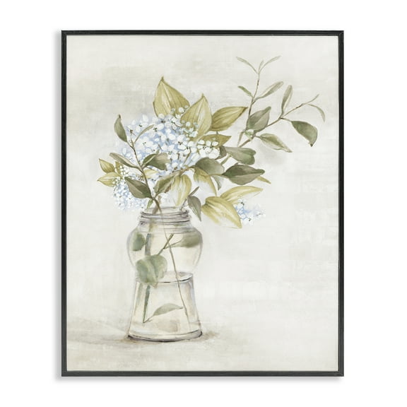 Stupell Industries Soft Cottage Blooms Vase Plants & Flowers Painting Black Framed Art Print Wall Art, 11 x 14