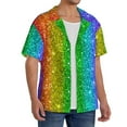 Disketp Men's Hawaiian Glitter Rainbow Print Shirts Button Down Holiday