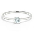 thumbnail image 2 of Gem Stone King 10K White Gold Sky Blue Aquamarine Solitaire Engagement Ring for Women (0.17 Cttw, Round 3.5MM, Gemstone March Birthstone, Size 9), 2 of 6
