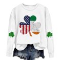 thumbnail image 3 of AherBiu Chandails en Molleton de la Saint-Patrick pour Femmes Col Rond Manches Longues Imprimé Trèfle Doublé en Polaire Vêtements de Printemps, 3 of 4