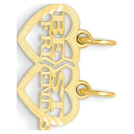 Leslies Fine Jewelry Designer 14k Yellow Gold Double Heart Best Friends Break-apart (16x13mm) Pendant (Best Heart Gold Rom)