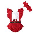 thumbnail image 1 of goowrom Bébé Filles Noël Romper, Manches Volantes, Couvre-Chefs Arc, 1 of 10