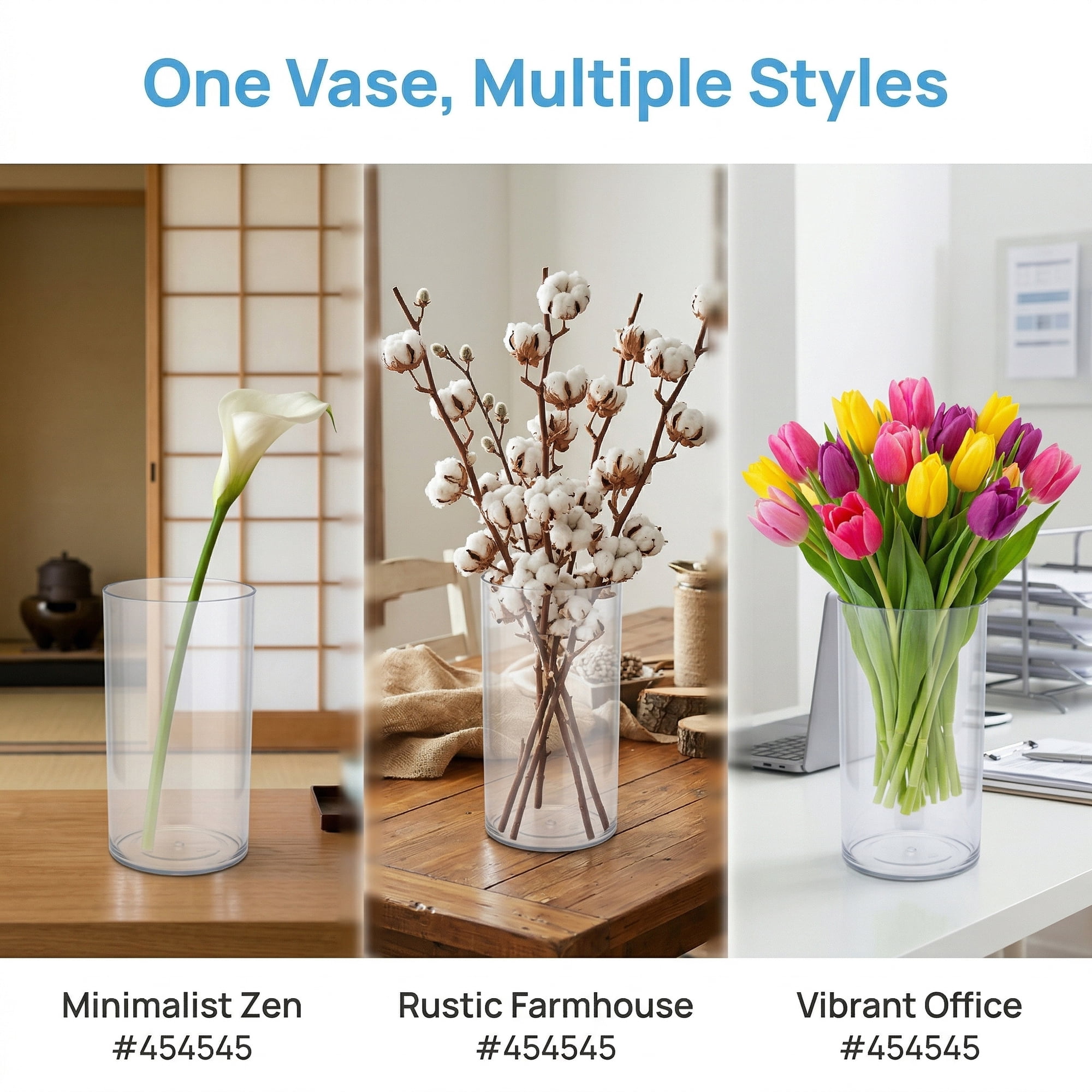 Unique Bargains Acrylic Cylinder Vase Flower Holder Clear 3.3"L x 3.3"W x 5.9"H