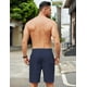 thumbnail image 5 of Pantalones cortos COOFANDY de lino para hombre, casual, cintura elástica, caqui/azul marino, 5 of 7