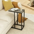 thumbnail image 3 of Gymax C-shaped End Table Modern Sofa Side Table w/ Adjustable Foot Pads Rustic Gray & Black, 3 of 8