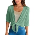 thumbnail image 3 of TGPMGRZ Womens 3/4 Sleeve Sheer Shrug Cardigan Lightweight Mesh Knit Dressy Casual Cover Up, Green, Size XL, 3 of 6