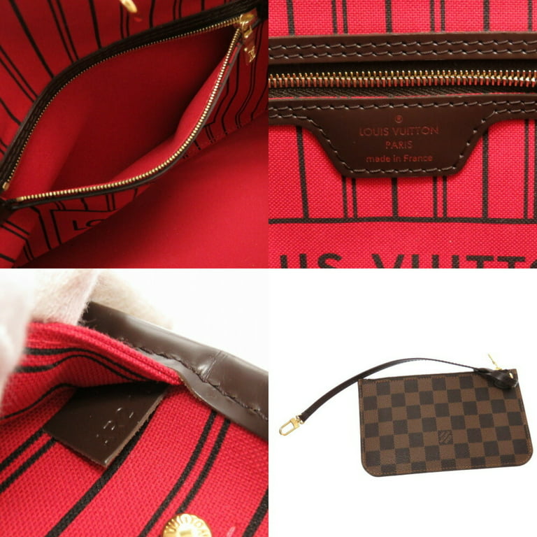 Louis Vuitton Pouch For Neverfull Damier Ebene Canvas Red Interior Preowned