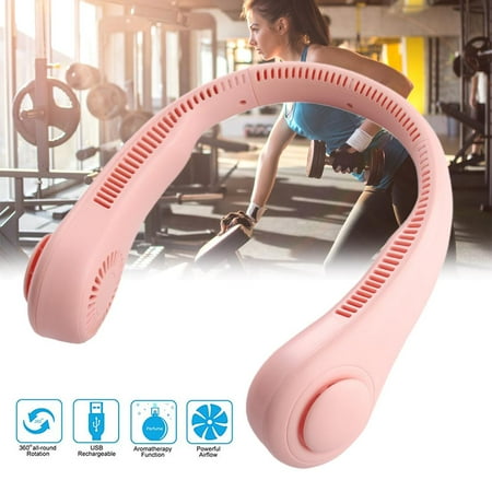 

Hands Free Mini Neck Fan Mini Leafless Fan Portable Mini Sport Neckband Fan for Subway Travel Camping
