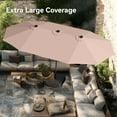 thumbnail image 3 of 15ft Large Patio Umbrellas with Base Included, Outdoor Double-Sided Rectangle Market Umbrella with Stand, Outside Umbrellas for Poolside Lawn Backyard, Beige, 3 of 4