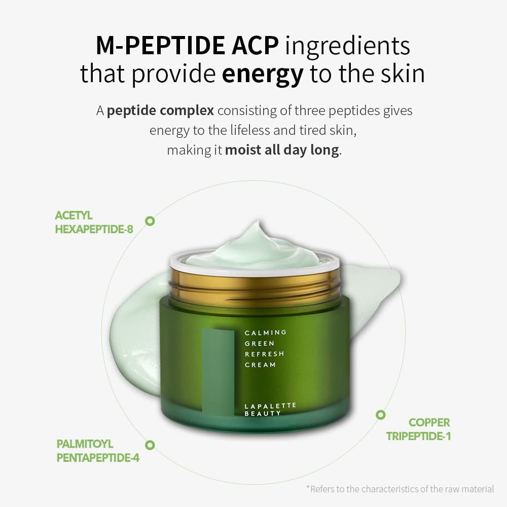 LAPALETTE BEAUTY Calming Green Refresh Cream 2.02 fl oz. (60ml) Jar type, Hydrating for trouble and sensitive skin Vegan, Hydrating, Soothing, Cruelty-Free, Paraben-Free, Korean Skin Care