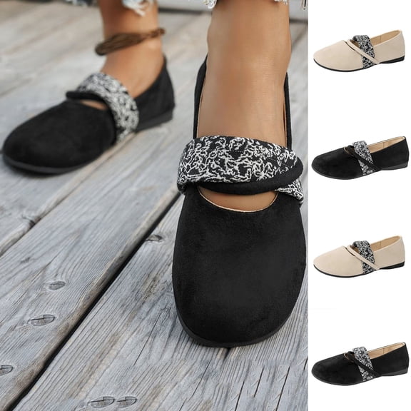 Miluxas Flats for Women Mary Jane Square Toe Ballet Flat Shoes Ankle Strap Dressy Comfortable Slip on formal Dress Flat Shoes Black 9.5(43)