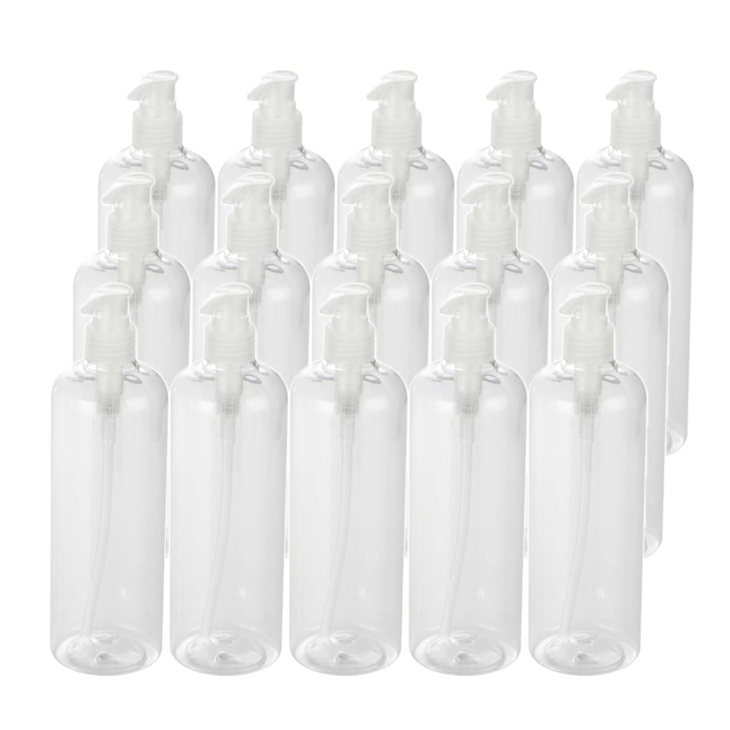 Plastic Shampoo Conditioner Pump Bottle Refillable Dispenser 500ml 15x