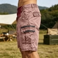 thumbnail image 6 of CIENVNSTG Men's Multi-Pocket Washed Cotton Cargo Shorts, Loose Fit Knee-Length Casual Shorts with Drawstring Hem Red S, 6 of 8
