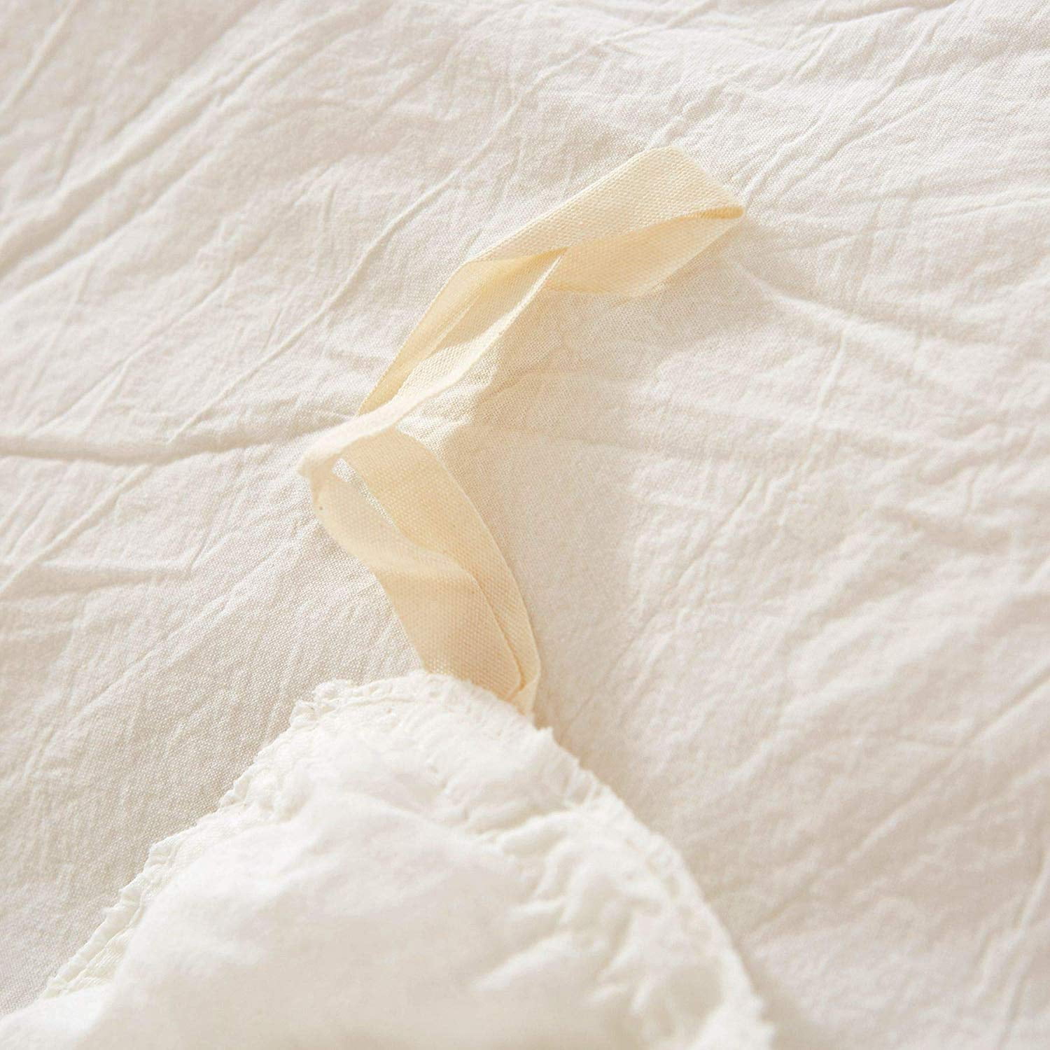 MarCielo Cotton Duvet Cover Set 3 Piece 100% Washed Cotton Duvet Cover 1 Duvet Cover + 2 Pillowcases Pompom (White, King(104x90)