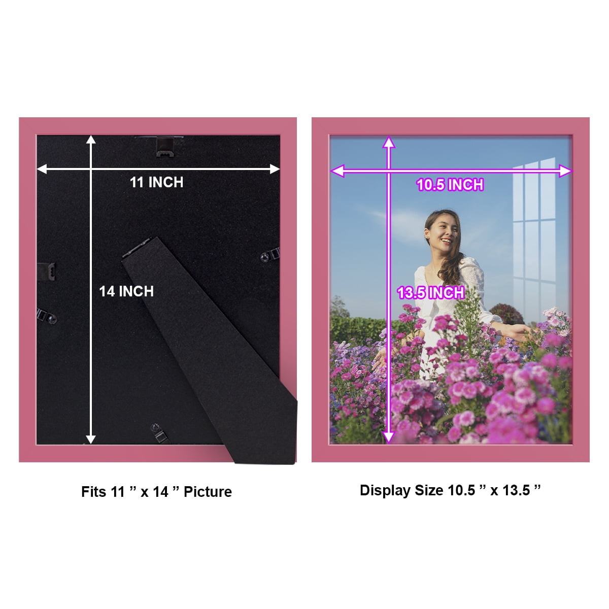 Modern Real Wood 11x14 inch Picture Frame in Hot Pink