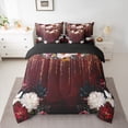 thumbnail image 2 of Manfei Chic Peony Flower Bedding Comforter Set 7 Pieces for Girls, Spring Garden Floral Queen Bedding Sets, Red Queen Sheet Sets, Microfiber Bedroom Decor, 2 of 8