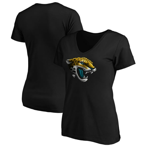 Women's Black Jacksonville Jaguars Midnight Mascot Logo V-Neck T-Shirt