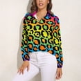 thumbnail image 3 of Neon Rainbow Leopard Print Long Sleeve Blouse Woman Streetwear Casual Shirts Summer Oversize Woman Streetwear Clothing Birthday Present, 3 of 7