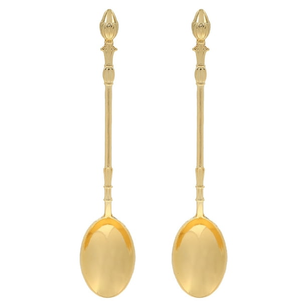2 mini cucharas de postre: Cucharitas de aleación para remover café, ideales para helado, yogur y mermelada. Perfectas para el hogar y las fiestas.