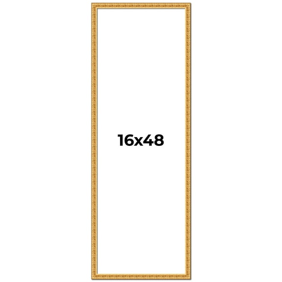 16x48 Frame Gold Real Wood Picture Frame Width 1 inches | Interior Frame Depth 0.5 inches | Edwina