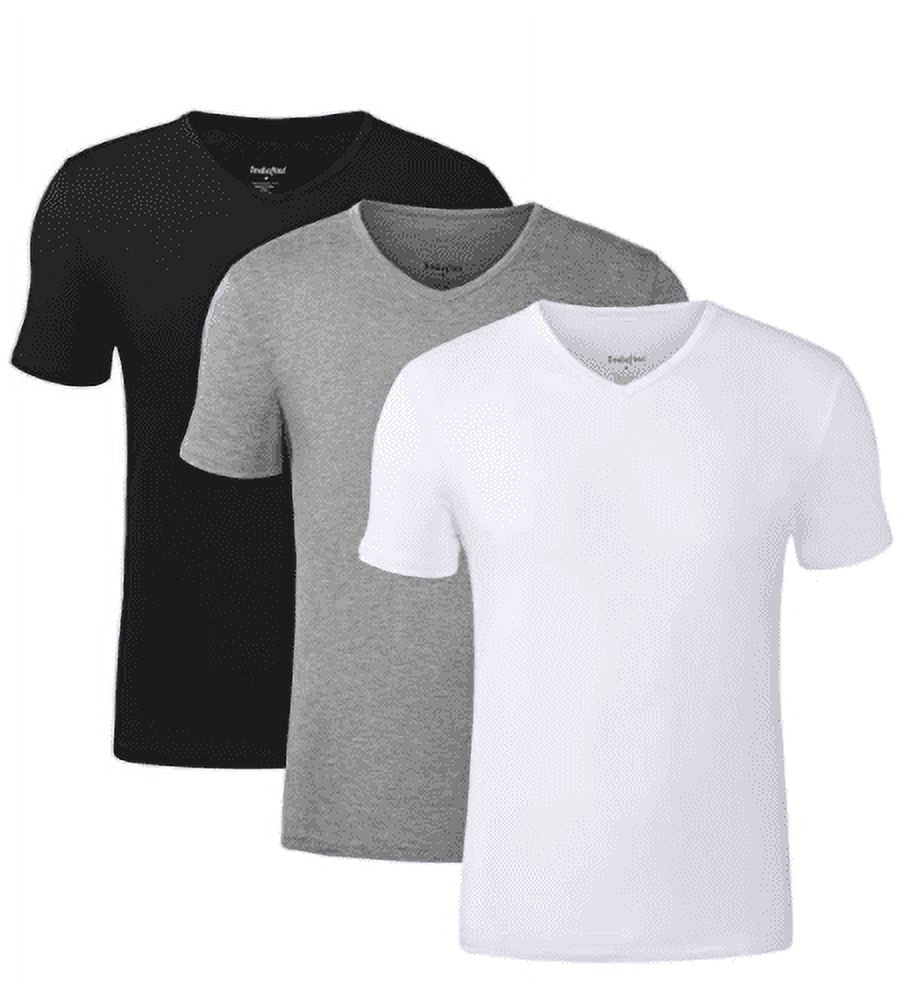 T-Shirts à Manches Courtes pour Hommes, Col en V, Doux et Confortables, Coupe Ajustée, Lot de 3