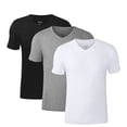 thumbnail image 1 of Camisetas interiores para hombre, cuello en V, suaves, cómodas, ajustadas, camisetas de manga corta para hombre en paquete de 3 Ormromra ZJWJ380-1, 1 of 4
