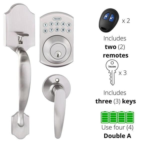 Toledo Cordoba Electronic Handleset with Remote Access in Satin Nickel Finish