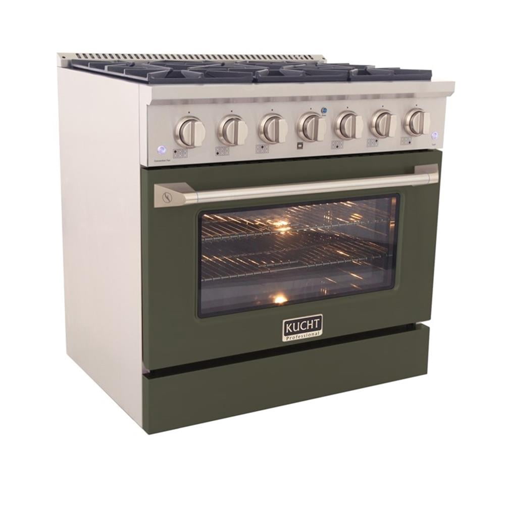Pemberly Row 36" 5.2 cu. ft. Propane Gas Range w/ Convection Oven in Olive Green