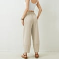thumbnail image 3 of Bloomae Womens Baggy Wide Leg Pants Loose Fit Casual Elastic Waisted Palazzo Harem Pants with Pockets Beige XL, 3 of 9